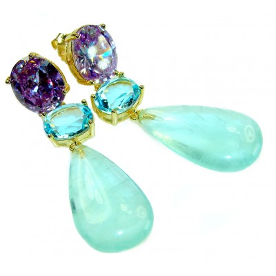 Dolce Vita authentic 29.5 carat authentic Apatite .925 Sterling Silver handcrafted Statement earrings