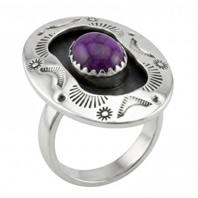 Go West - Purple Turquoise .925 Sterling Silver handcrafted ring; s. 8 adjustable
