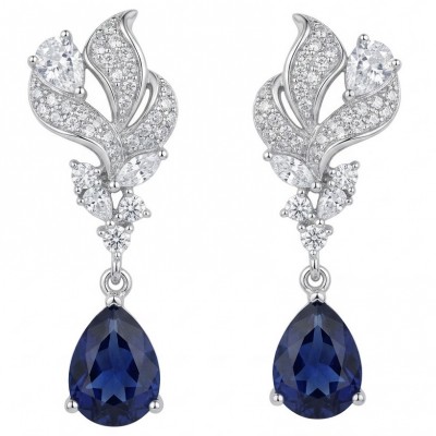 Blue Royalty 3.7 carat Sapphire .925 Sterling Silver handcrafted Statement earrings