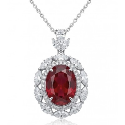 Luxurious 15.9 carat natural Mozambique Ruby .925 Sterling Silver .925 Sterling Silver Statement Necklace