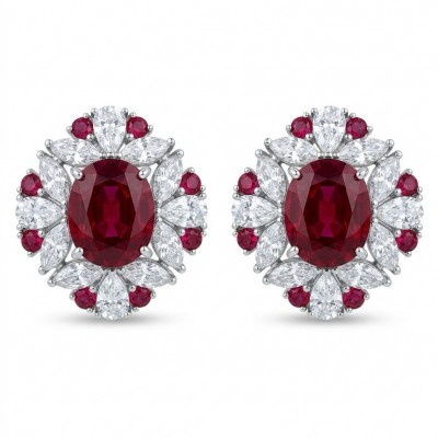 Precious - 10.2 carat Mozambique Ruby .925 Sterling Silver handmade earrings