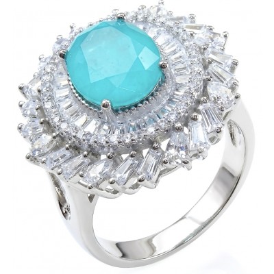 Precious 6.2 CARAT Colambian Emerald .925 Sterling Silver Statement Ring s. 7 1/2