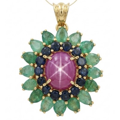 Carmen - authentic 22.5 carat Star Ruby 18K Gold over .925 Sterling Silver handcrafted Pendant