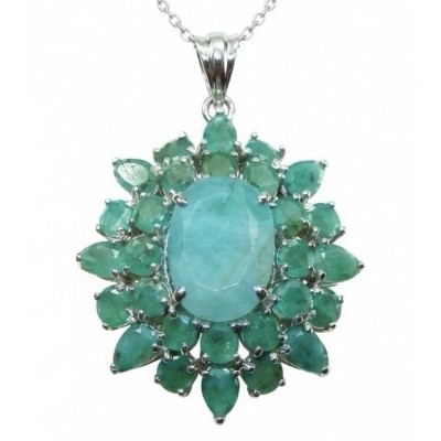 Amazonia - 18.8 carat Colombian Emerald .925 Sterling Silver handmade Statement pendant