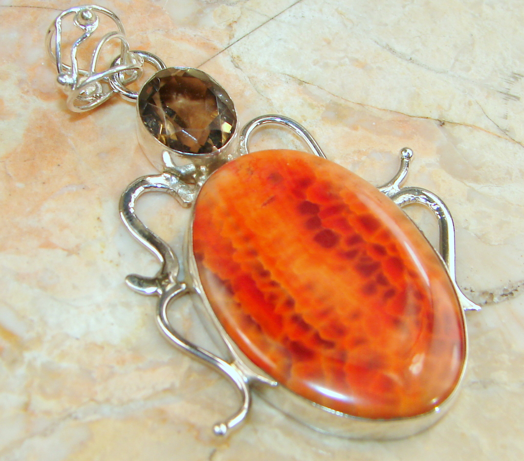 Golden Honey Calcite Sterling Silver Pendant