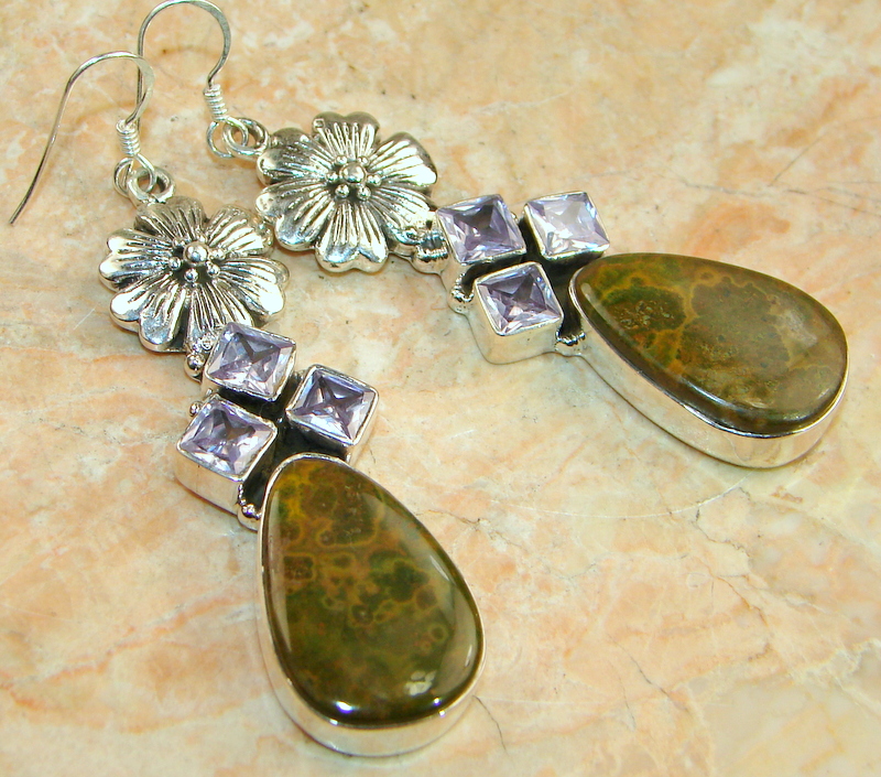 Beauty Twins Rainforest Jasper Sterling Silver earrings