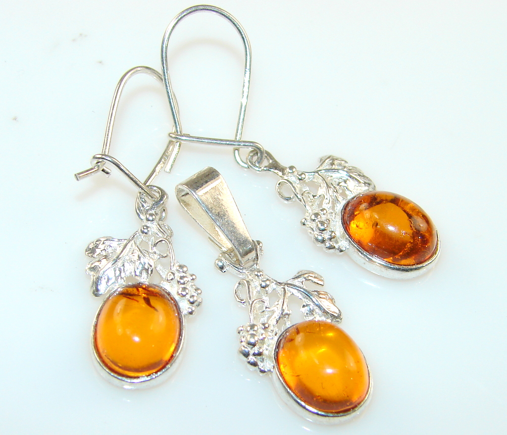 Classy style Of Golden Amber Sterling Silver earrings