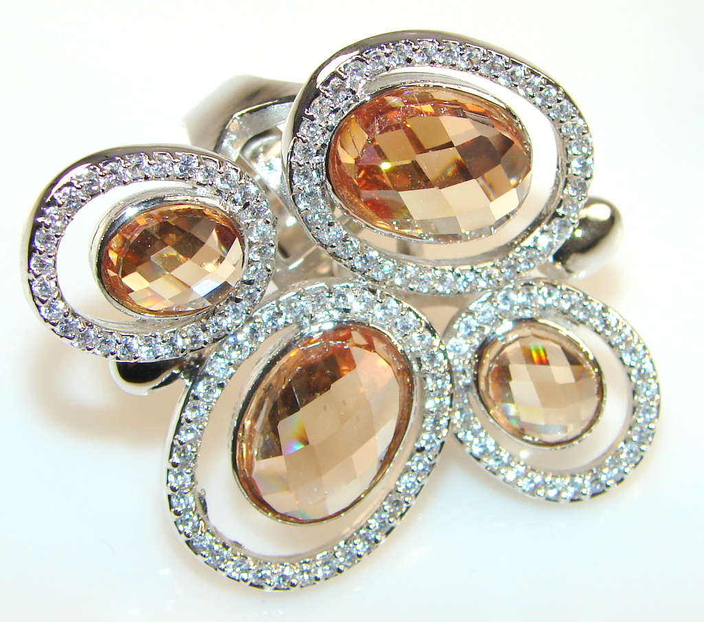 Awesome Color Of Honey Topaz Sterling Silver ring s. 6 1/2