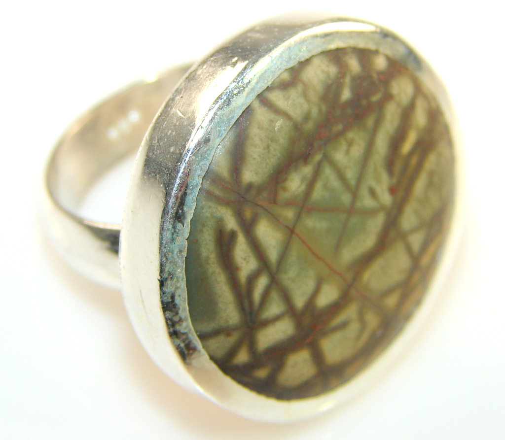 Beautiful Solid Picasso Jasper Sterling Silver Ring s. 9 1/2