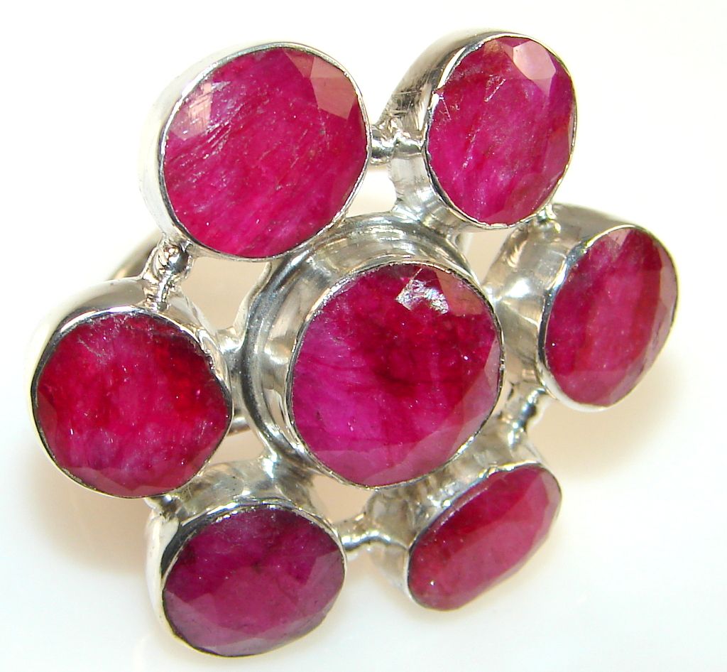 Beautiful Solid Red Ruby Sterling Silver Ring s. 10 1/4
