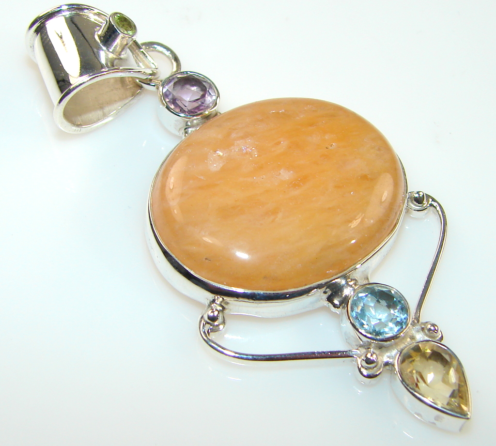 Golden Honey Calcite Sterling Silver Pendant