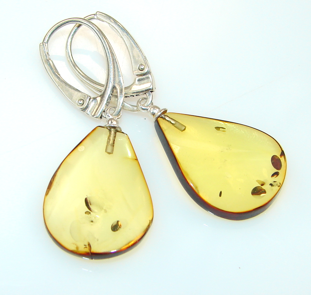 Excellent Quality Baltic Amber Sterling Silver earrings