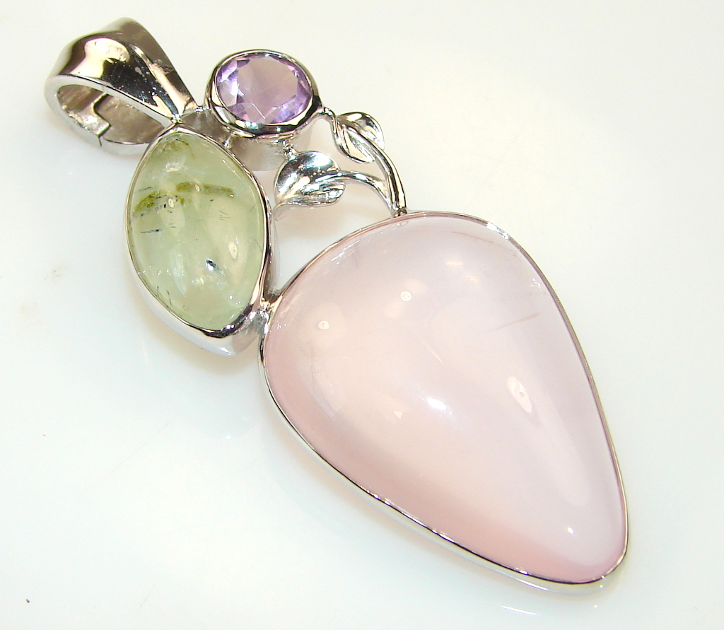 Artisan Design Of Rose Quartz Sterling Silver pendant