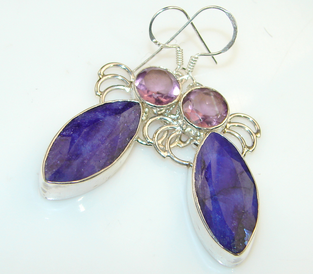 Amazing Sky Blue Sapphire Silver Sterling earrings