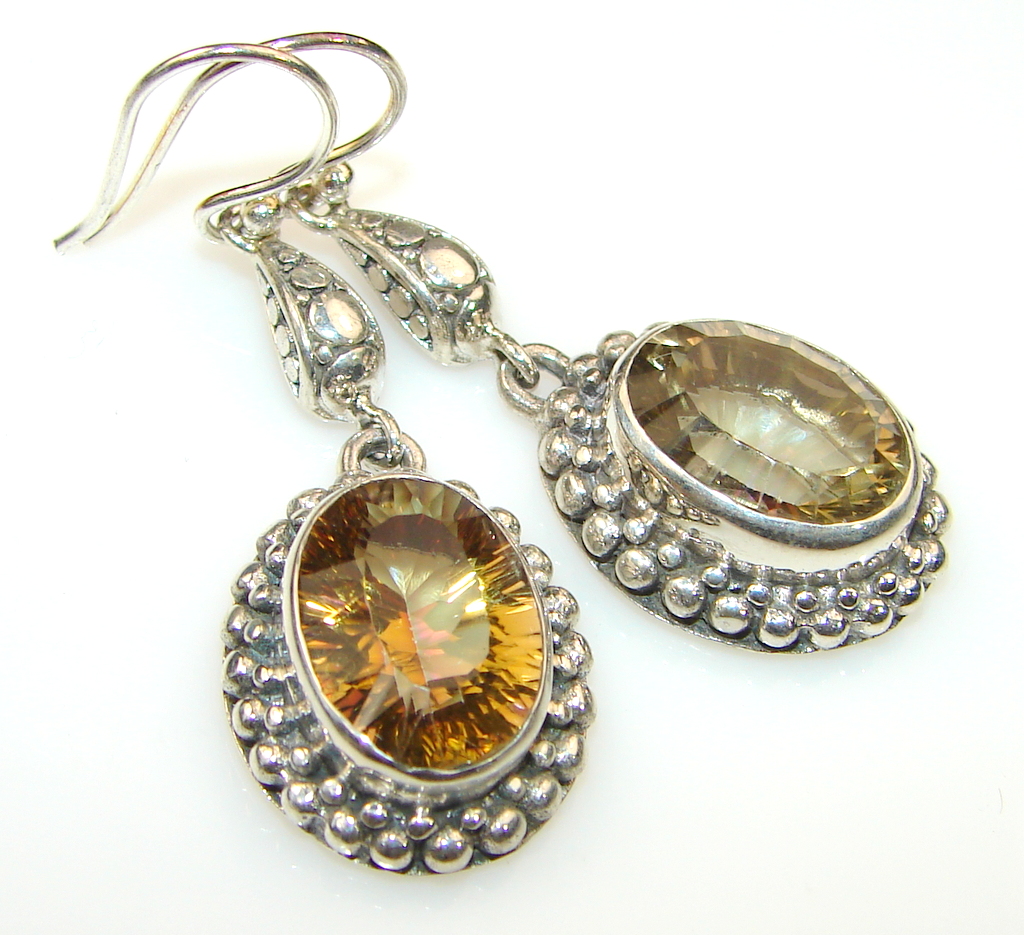 56ct. Precious Golden Citrine Silver earrings
