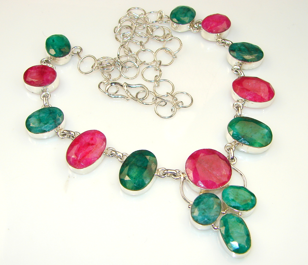 Magnificent Pink Kashmire Ruby Sterling Silver necklace