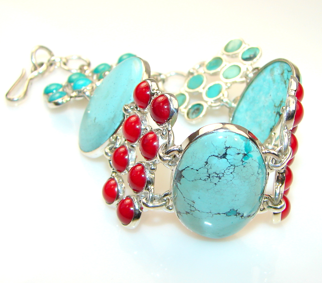 Azure Fruit Turquoise Sterling Silver Bracelet