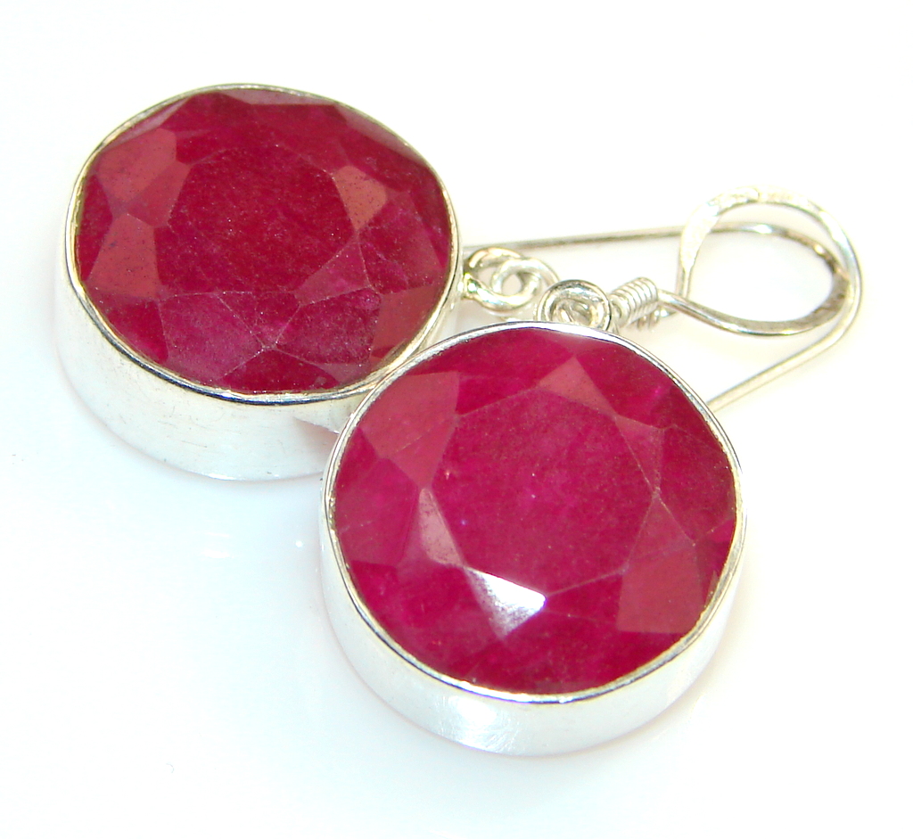 Energetic Kashmire Beauty Ruby Sterling Silver earrings