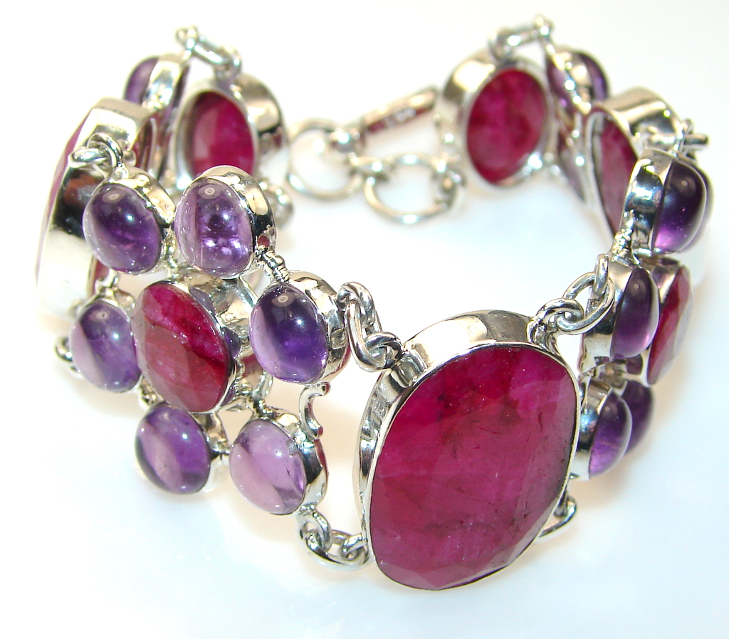 Excellent Ruby Sterling Silver Bracelet
