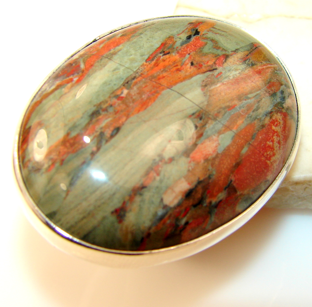Beautiful Jumbo Wild Horse Jasper Sterling Silver Ring s. 7 3/4