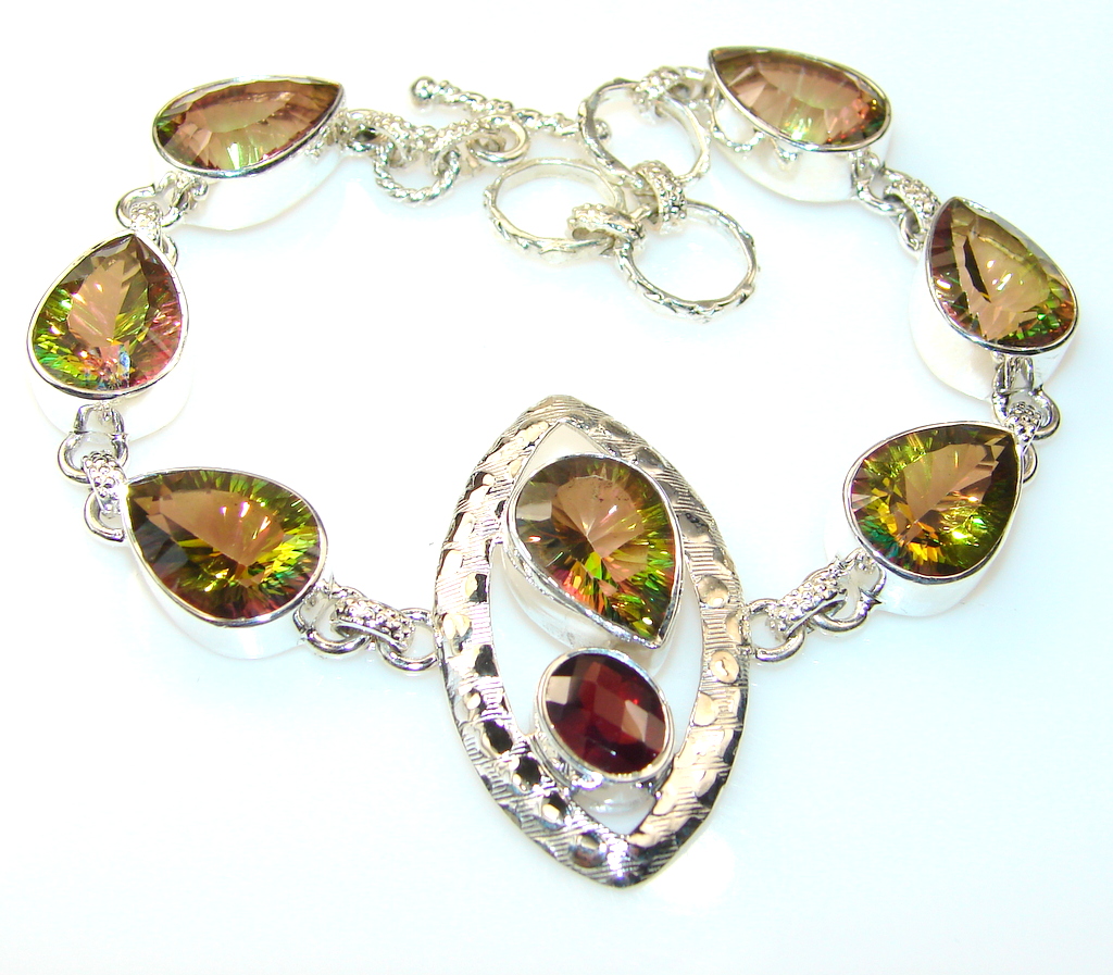 Beautiful Mystic Topaz Sterling Silver Bracelet