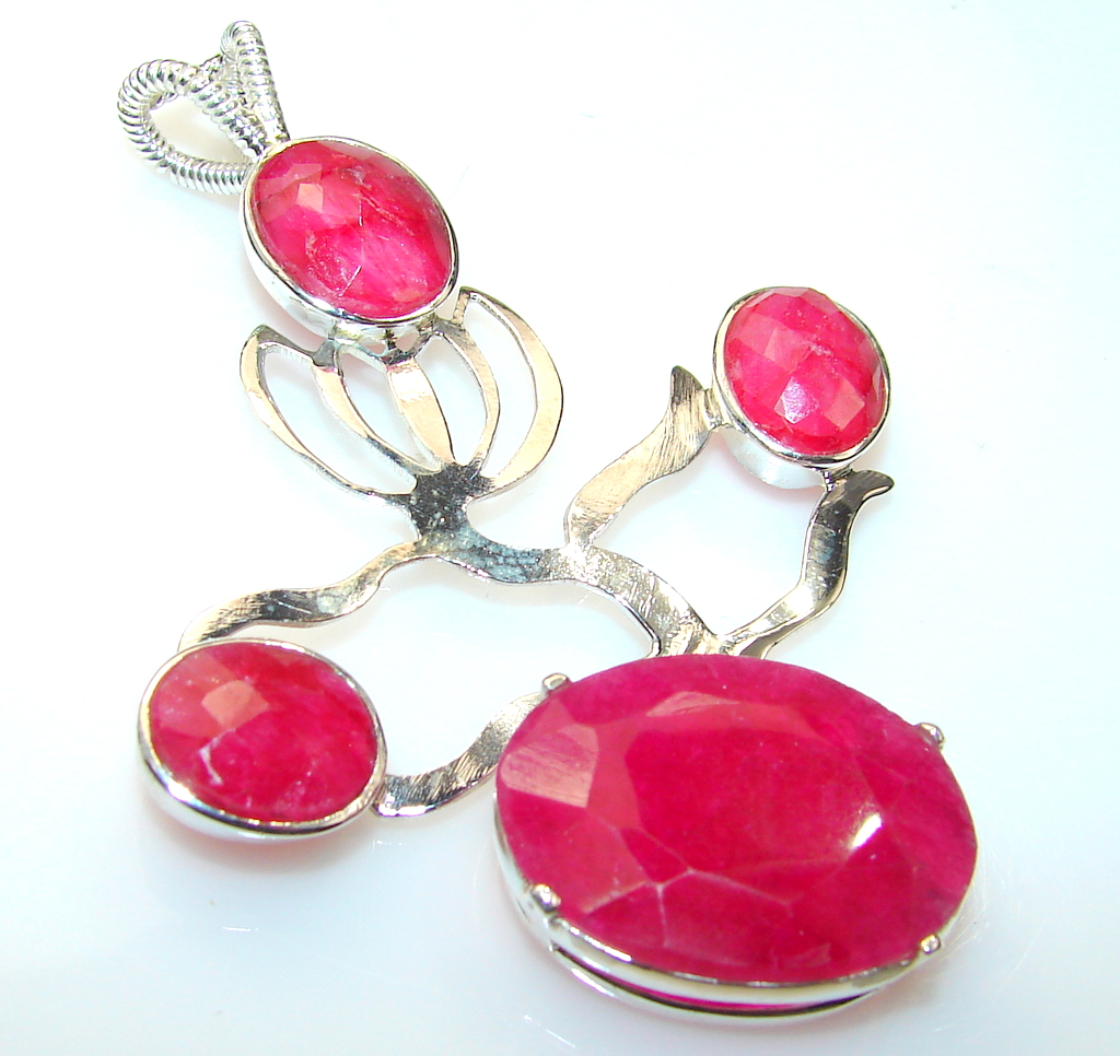 Awesome Color Of Ruby Sterling Silver Pendant