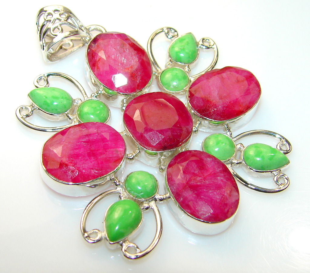 Awesome Color Of Ruby Sterling Silver Pendant