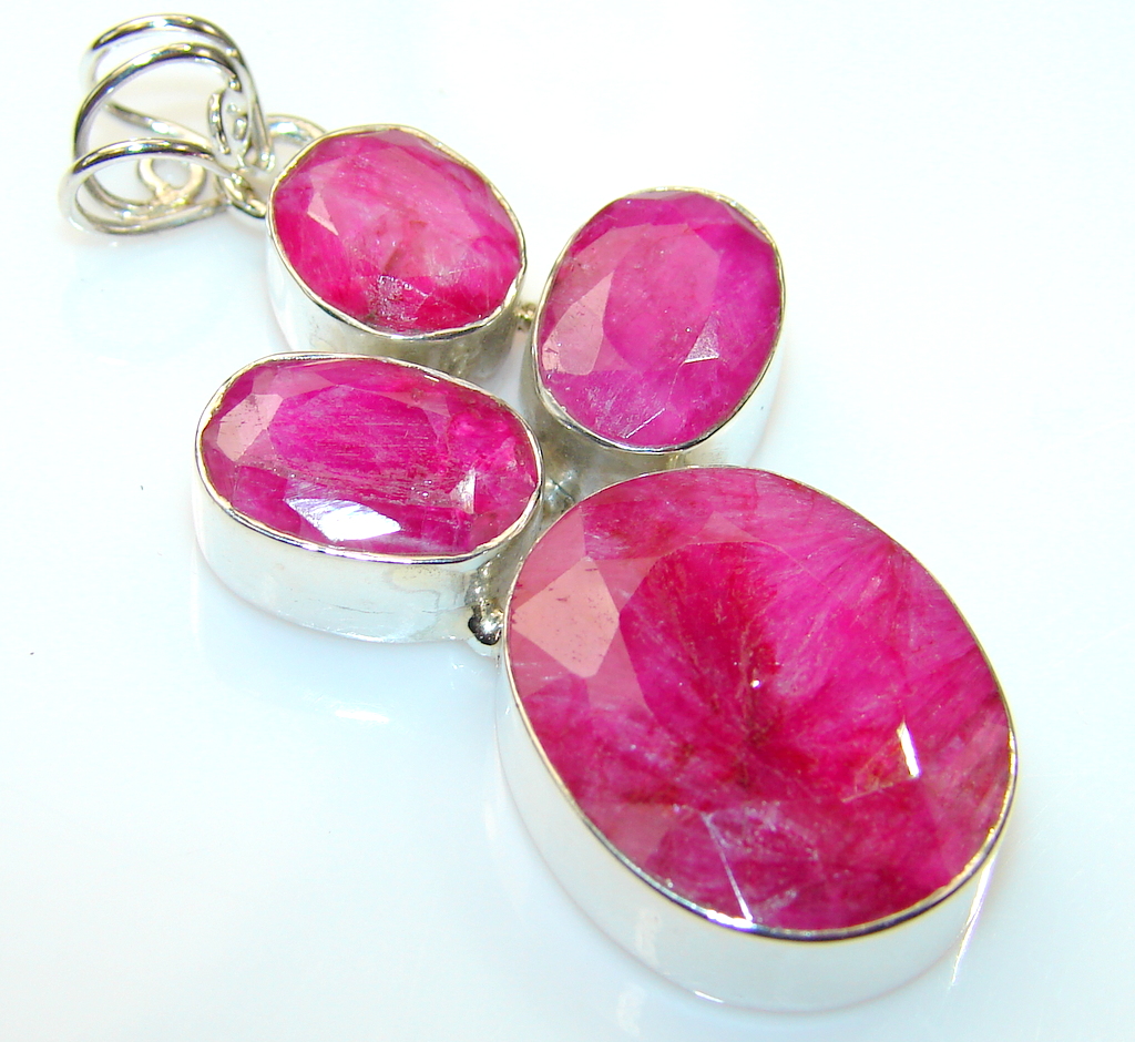 Awesome Color Of Ruby Sterling Silver Pendant