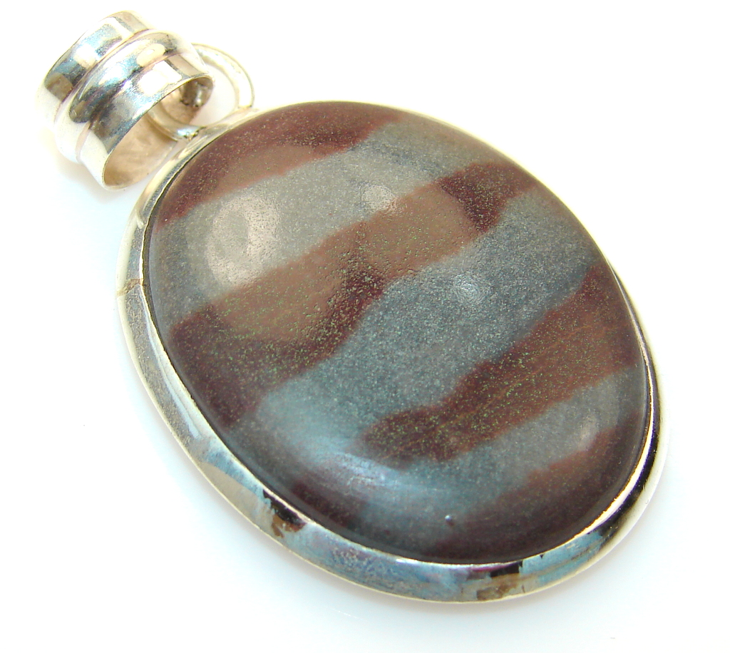 Black Zebra Obsidian Sterling Silver Pendant