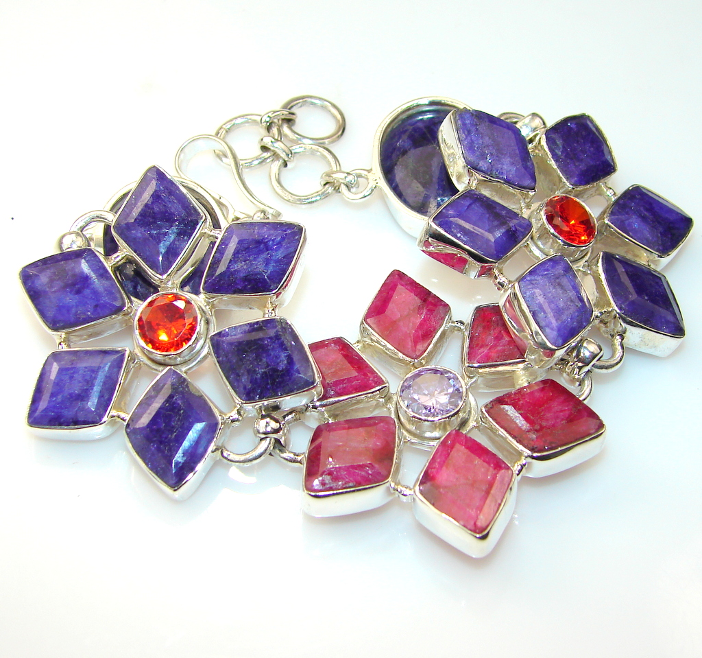 Excellent Ruby Sterling Silver Bracelet