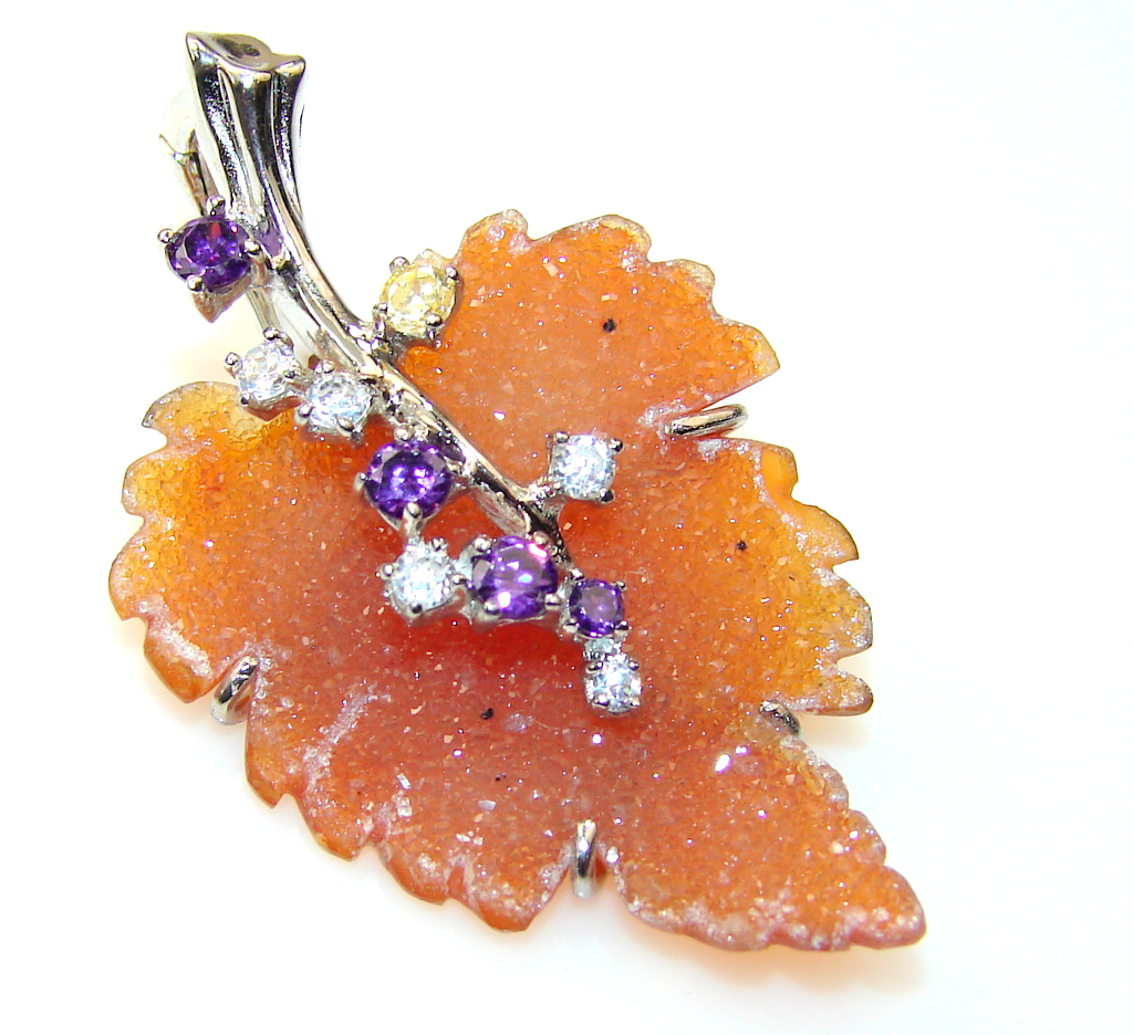 Abstract Druzy Agate Sterling Silver Pendant