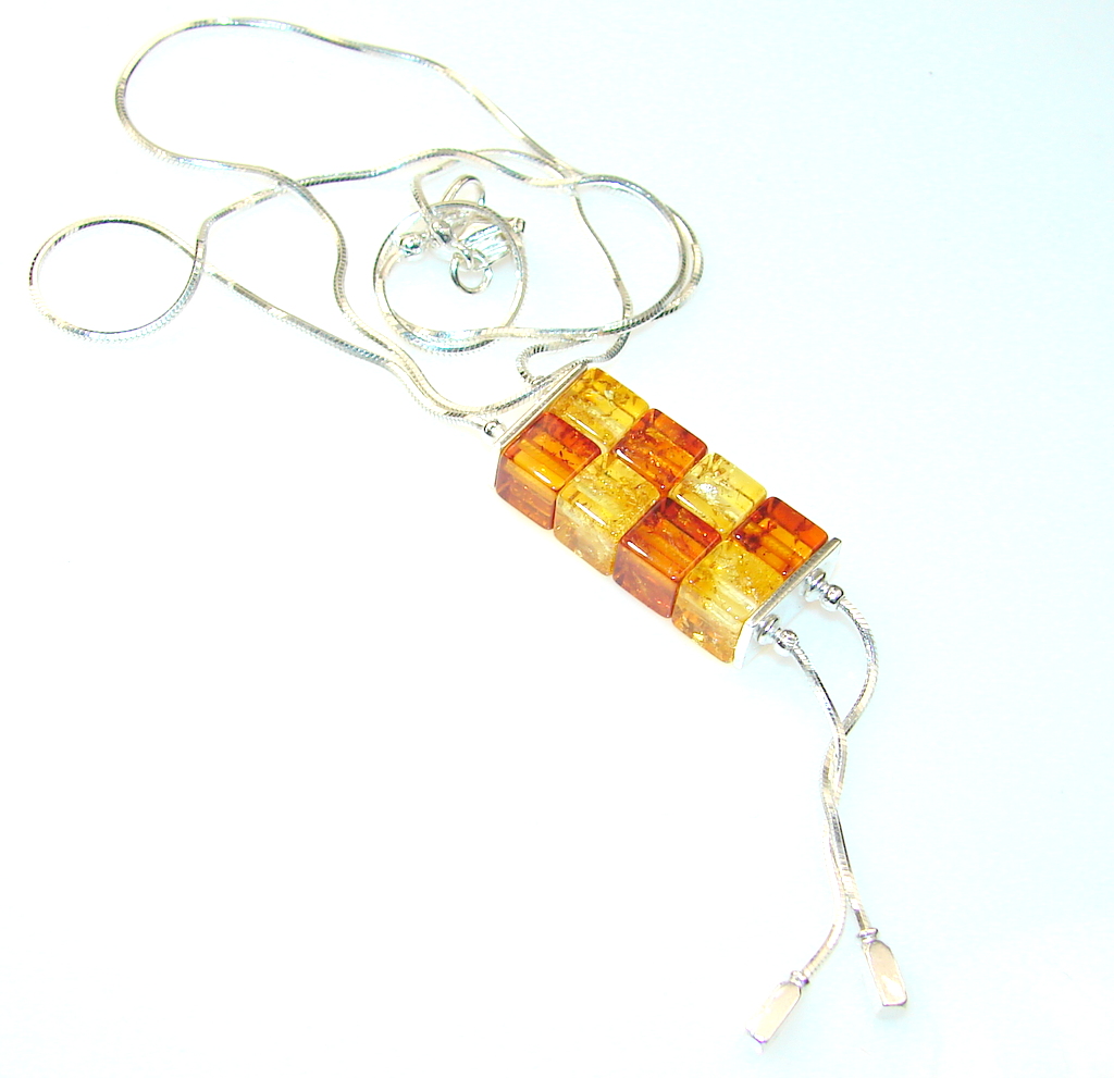 Awesome Polish Amber Sterling Silver necklace