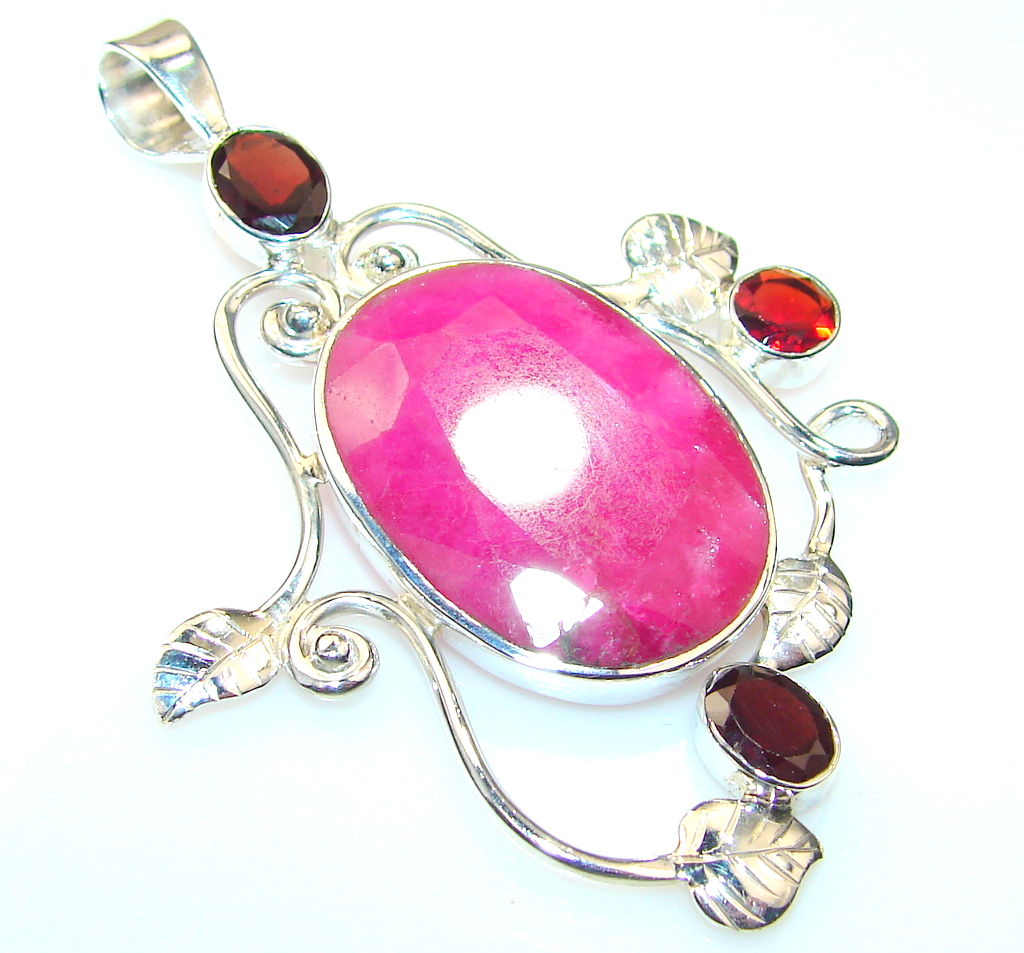 Lovely Color Of Ruby Sterling Silver Pendant