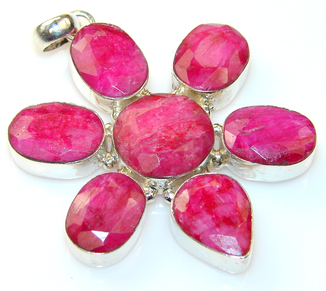Lovely Color Of Ruby Sterling Silver Pendant