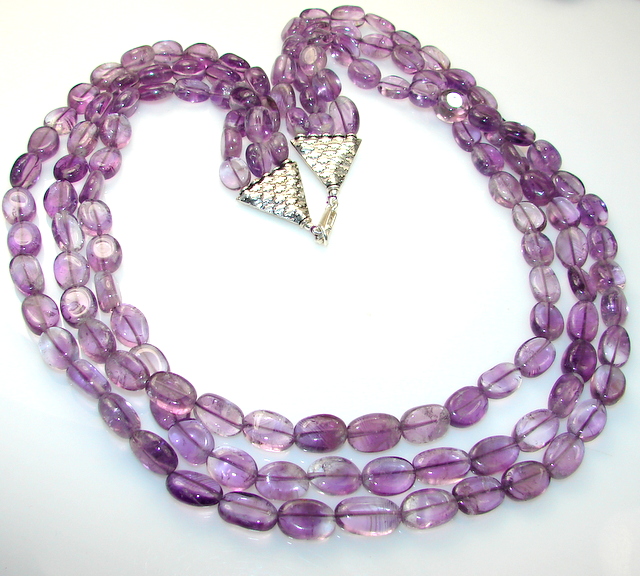AAA African Amethyst Sterling Silver Necklace / Beads