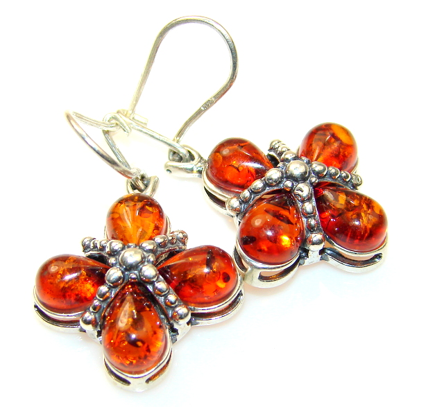 Two To Tango Polish Amber Sterling Silver earrings