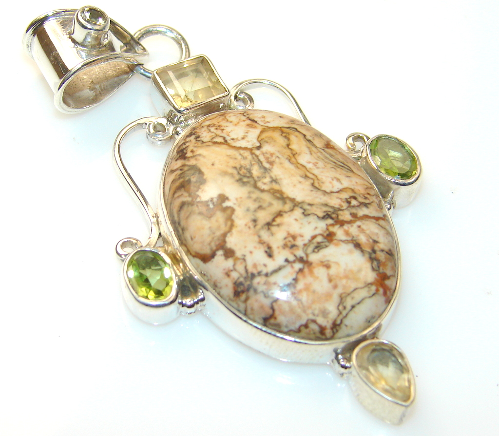 Beauty Rosetta Picture Jasper Sterling Silver Pendant