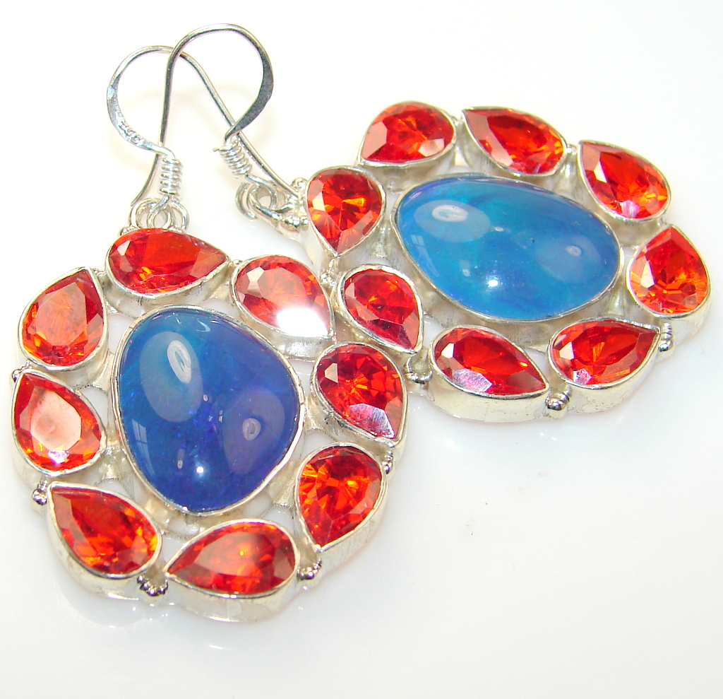 Great Impression Lab. Fire Opal Sterling Silver Earrings Oolium