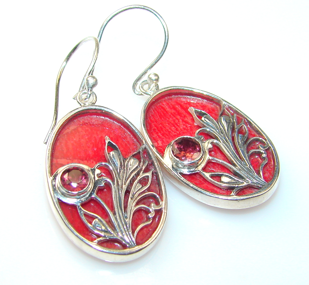 Sweet Fossilized Coral Sterling Silver earrings