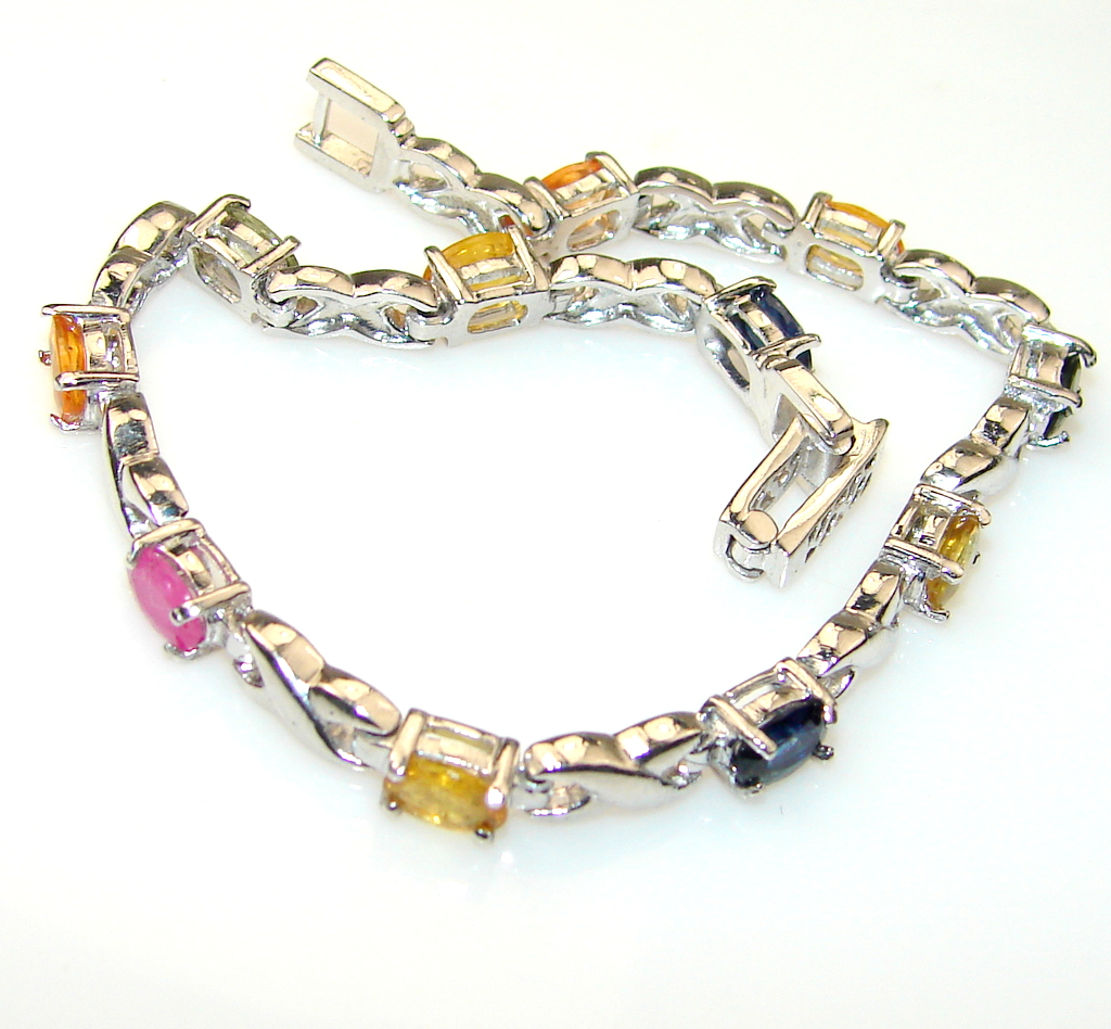 Lady Elegance Multicolor Sapphire Sterling Silver Bracelet