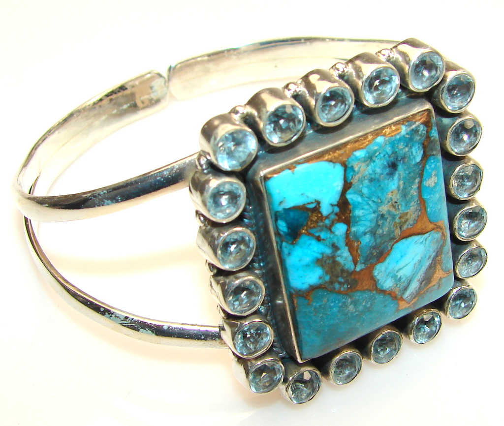 Amazing Copper Turquoise Sterling Silver Bracelet
