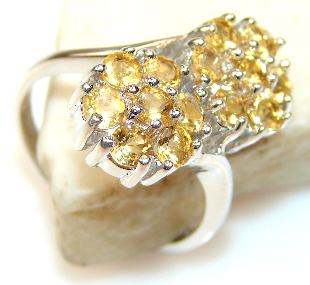 Briliance Floral Citrine Sterling Silver ring s. 7