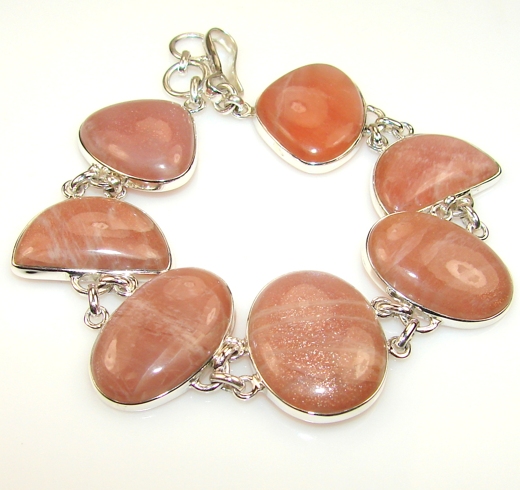 Awesome Color Of Golden Calcite Sterling Silver Bracelet