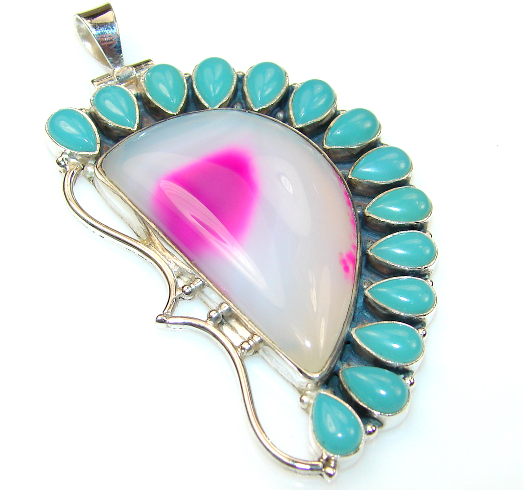 Fabulous Chalcedony Agate Sterling Silver Pendant