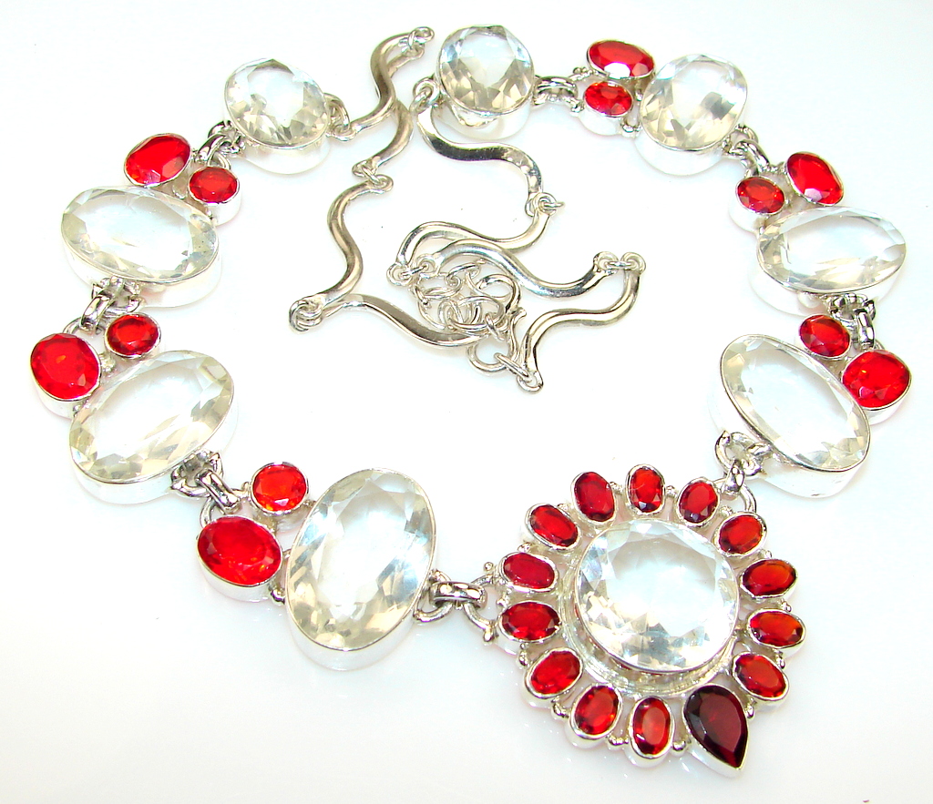 Beautiful Red Quartz Sterling Silver Necklace