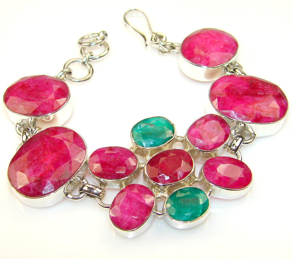 Grown Jewel Ruby Sterling Silver Bracelet