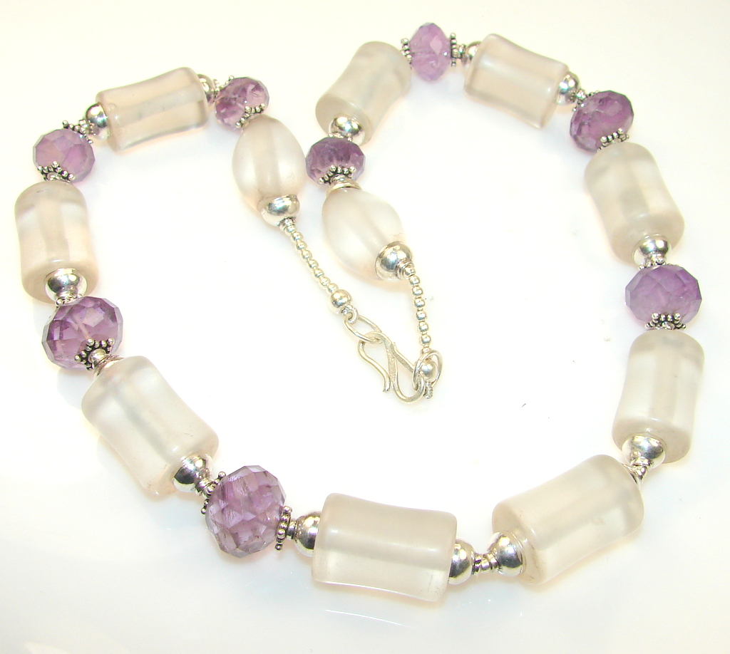 Lavender Field Rose Quartz Sterling Silver necklace