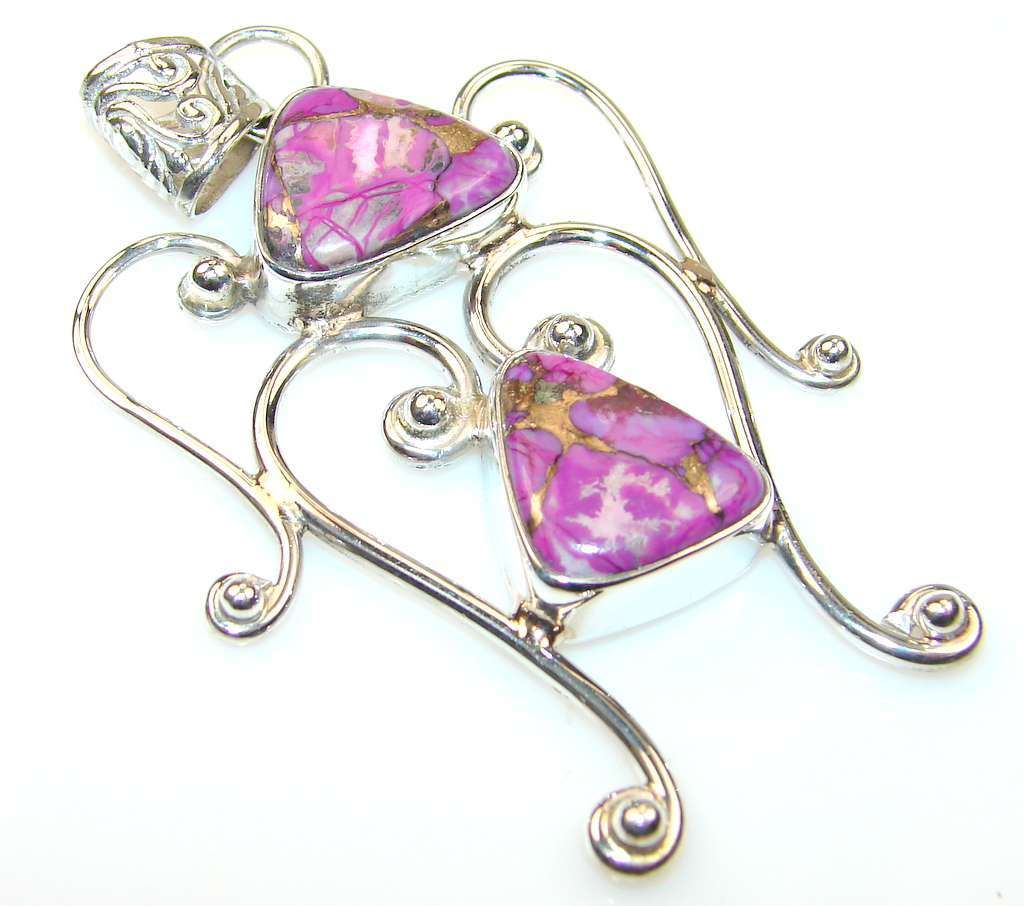 Amazing Copper Turquoise Sterling Silver Pendant
