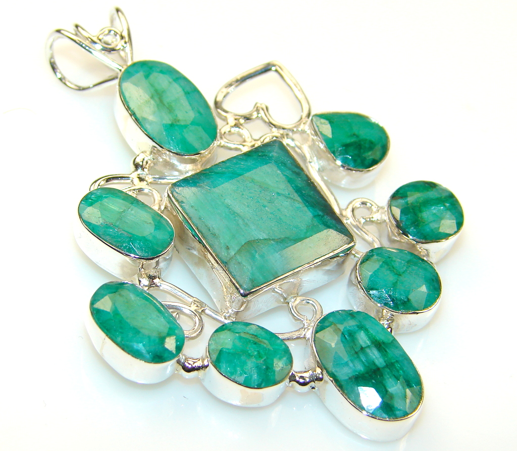 Minty Fresh Emerald Sterling Silver Pendant