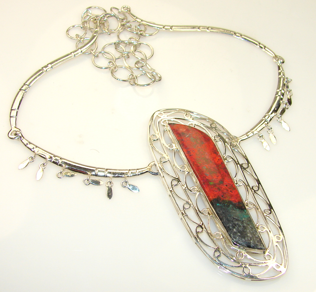 Incredible Red Sonora Jasper Sterling Silver necklace